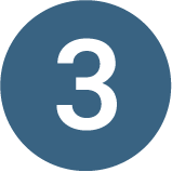 Blue background with a white number three in the center.