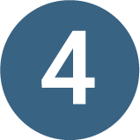 Number four on a blue circular background
