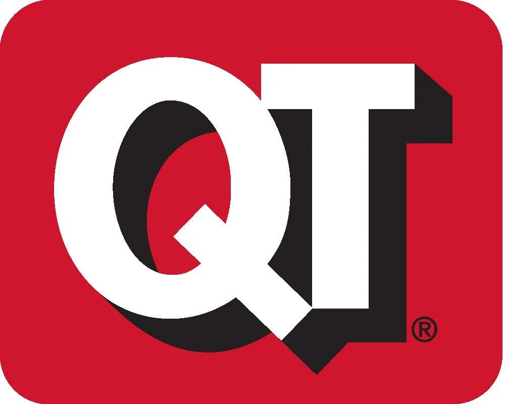 QuikTrip logo in large white and black bold letters, with the registered trademark symbol in the bottom right corner.