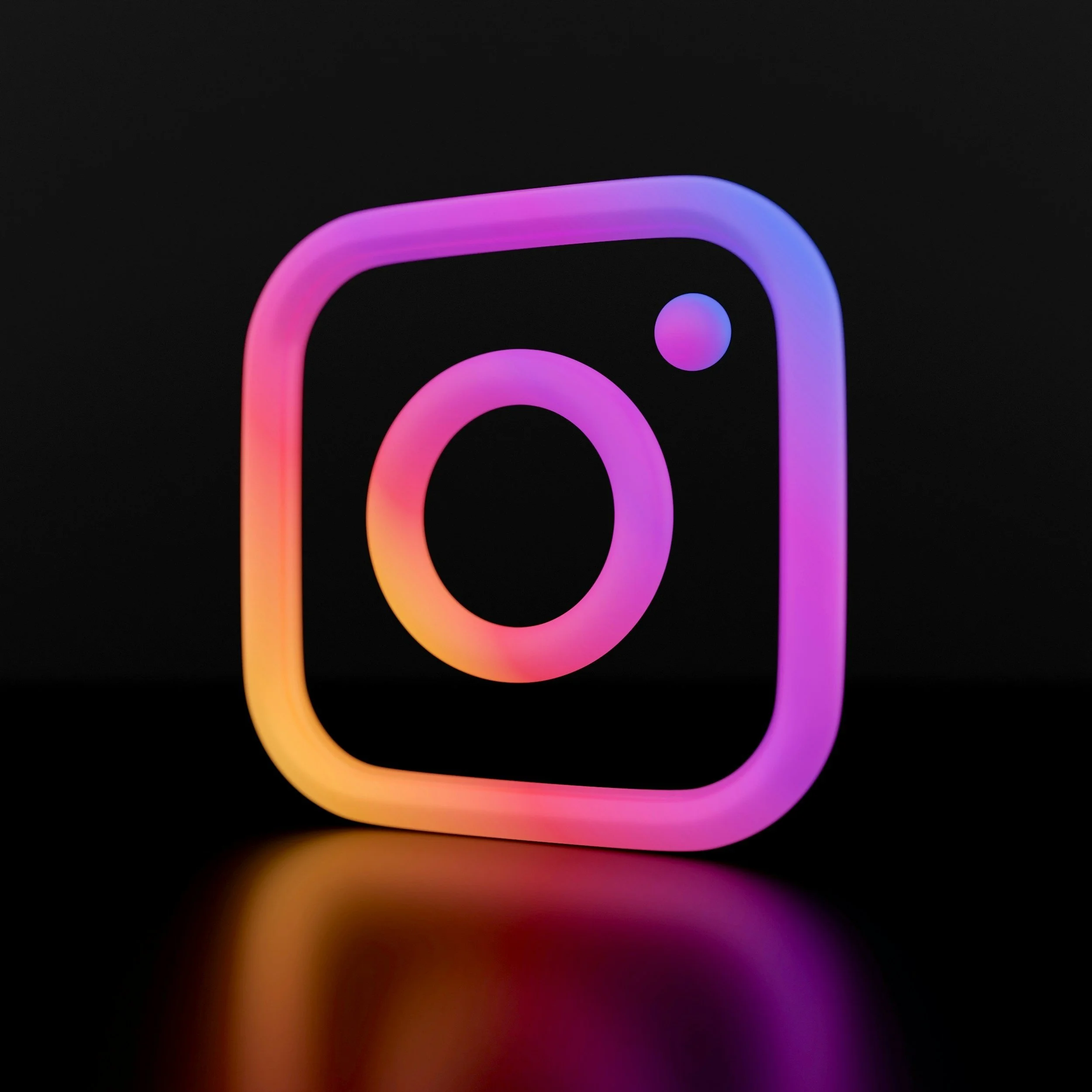 instagram logo in 3d neon lights
