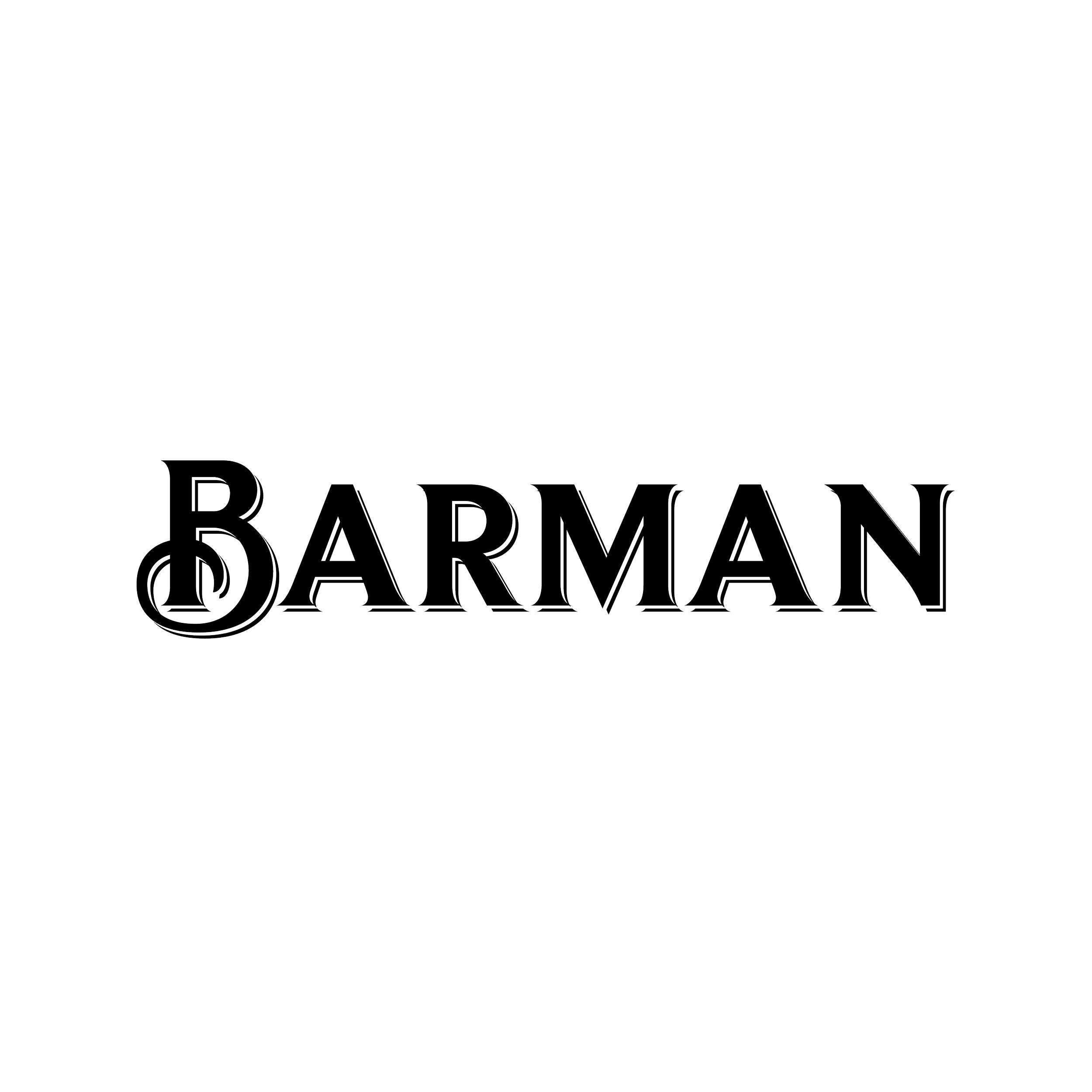 A black background with the word BARMAN written in stylized, outlined font in the center.