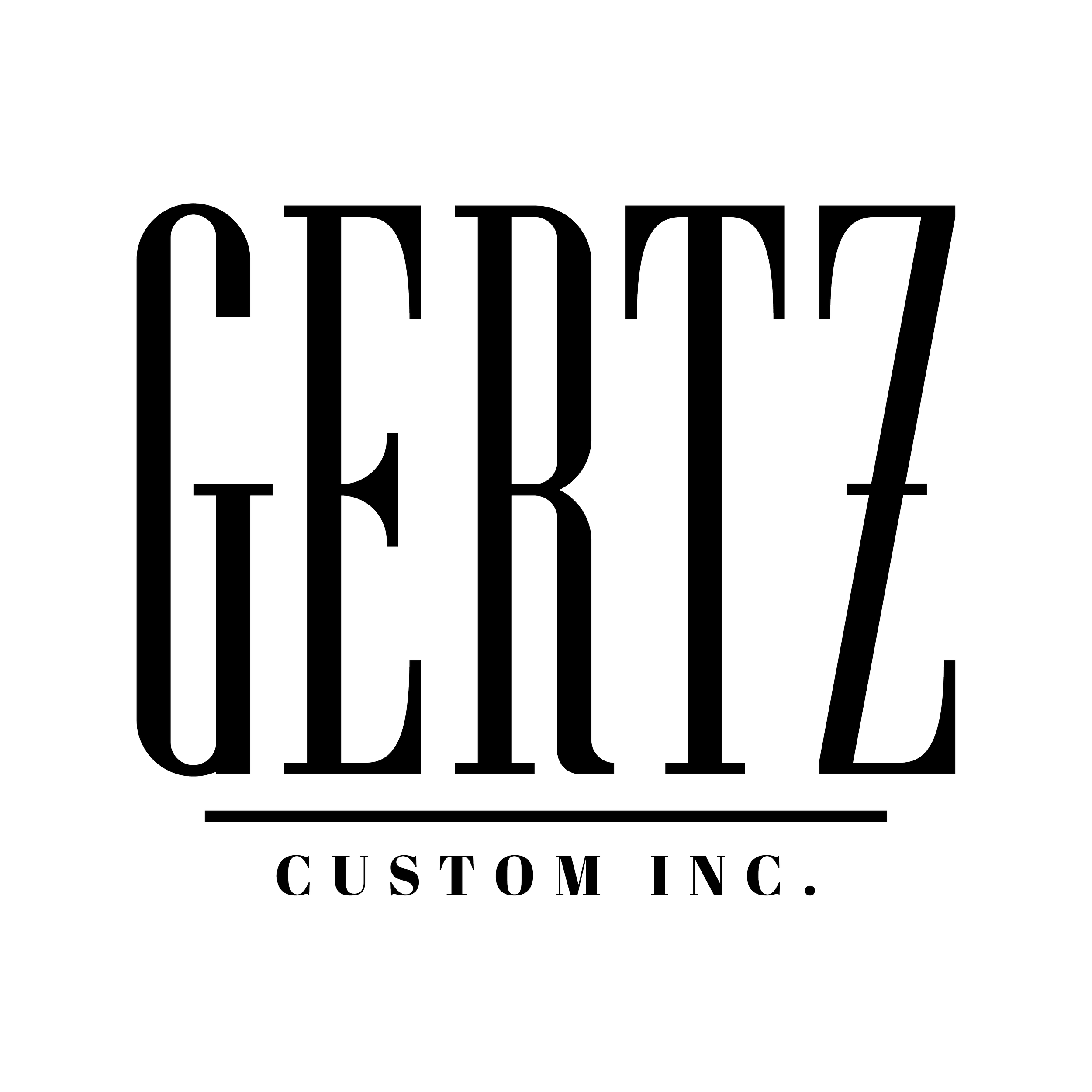 Logo for Getzly Custom Inc., featuring outlined text 'GETZLY' above 'CUSTOM INC.' on a black background.