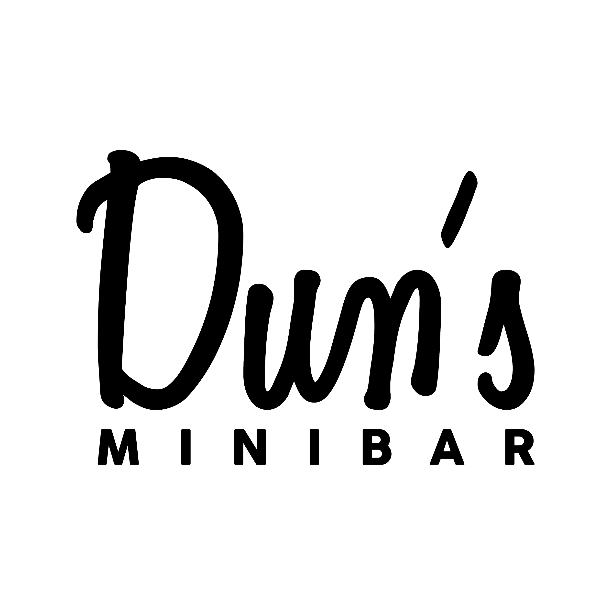 Logo for Dune's Minibar with the word Dune's in a stylized, handwritten font and MINIBAR in all caps below.