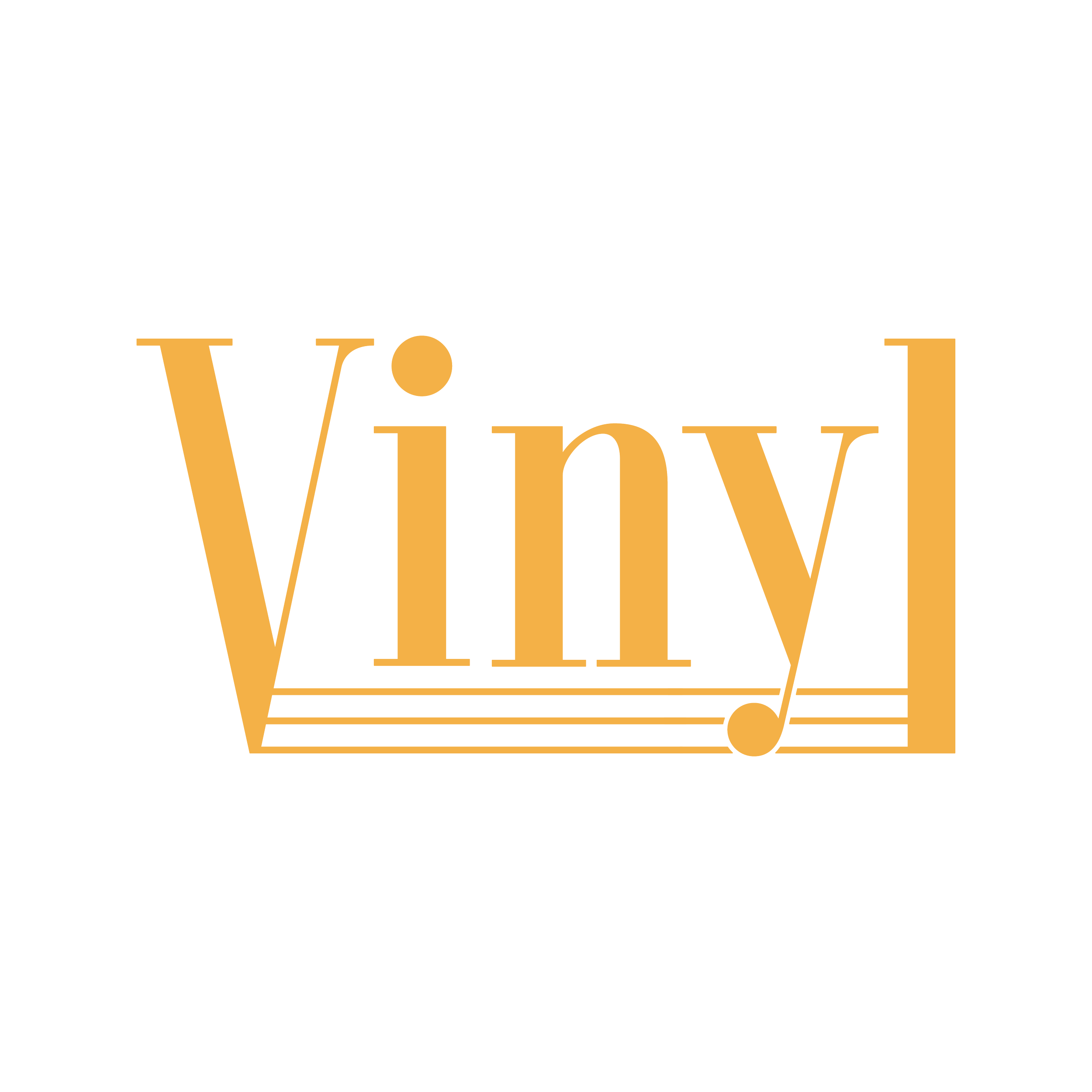 A black background with the word 'vinyl' written in large, orange letters, with a stylized vinyl record design underneath.