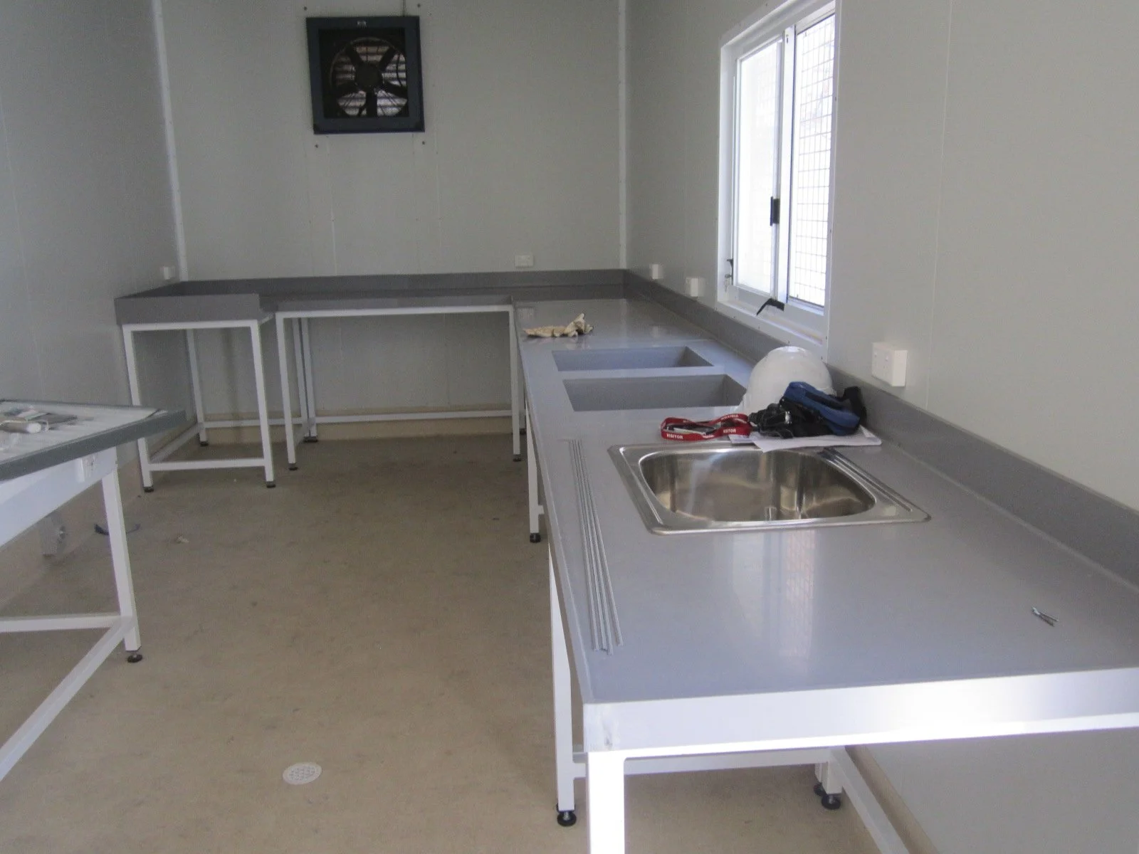 PVC benches with moulded pvc & stainless steel sinks.JPG