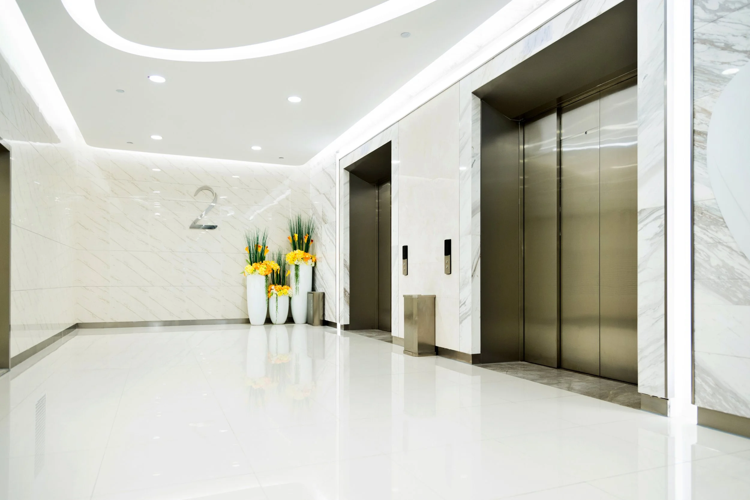 Flower plant installation in a luxury hotel lift lobby