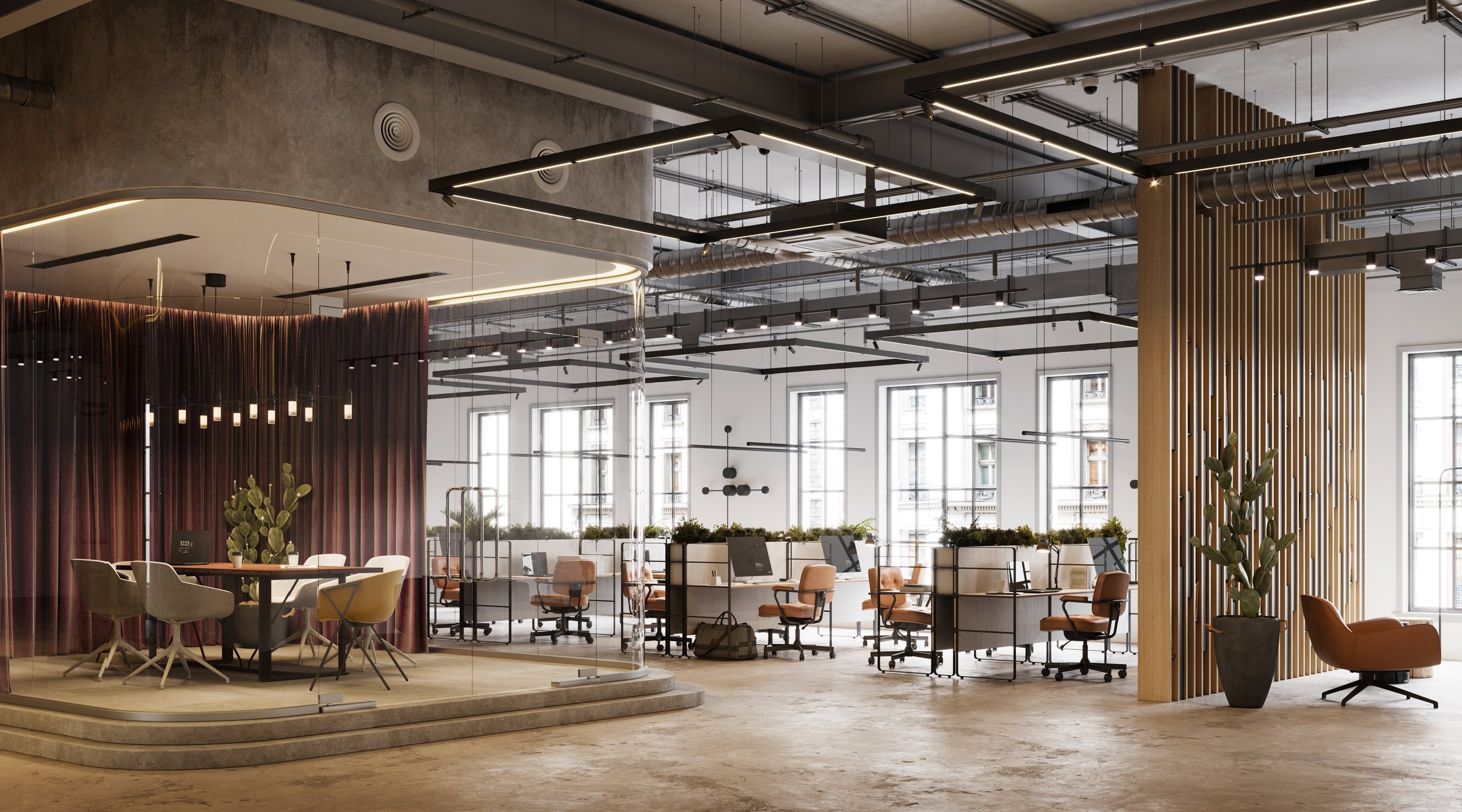 Plant office design for a contemporary commercial breathing space