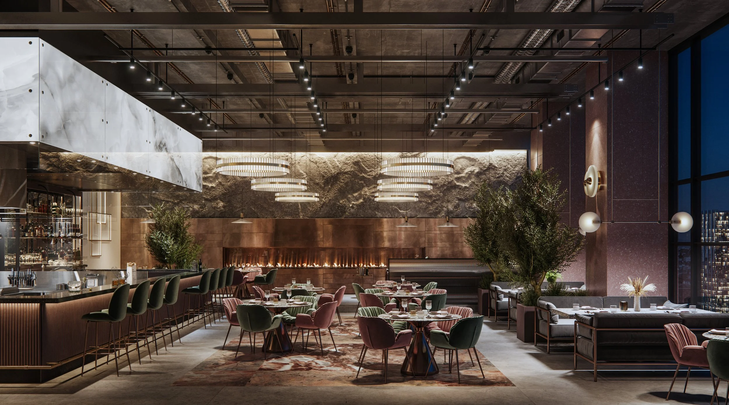 Indoor greenery concept for a premium hospitality interior restaurant vip