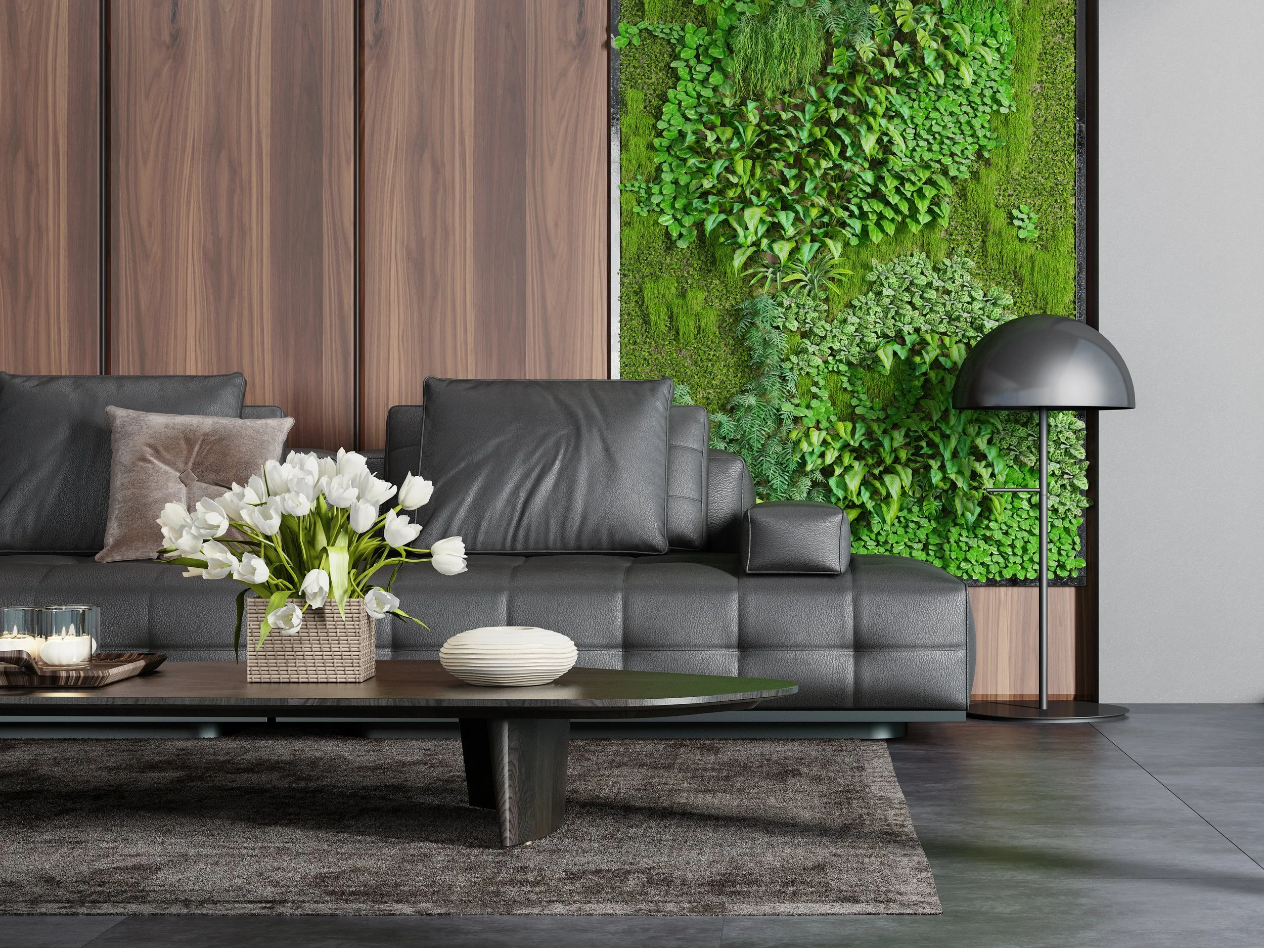 Interior Architectural design space with bespoke customized floral and botanical installation