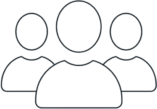 Line drawing of three abstract human figures, with one larger figure in the center and two smaller figures on either side.