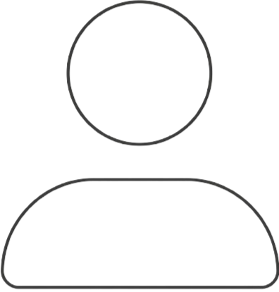 Outline of a user profile icon with a circular head and a rounded shoulders silhouette.