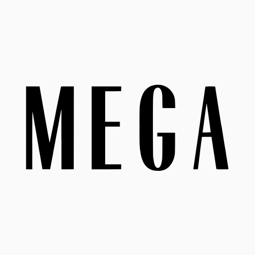 Text that says "MEGA" in bold black letters on a light background.