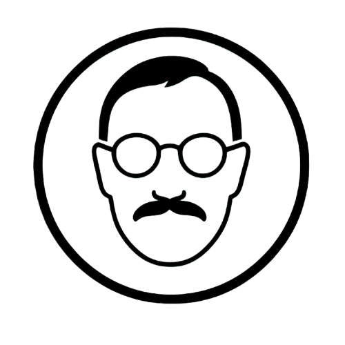 Logo simple de El Manel, fundador, sobre fondo blanco