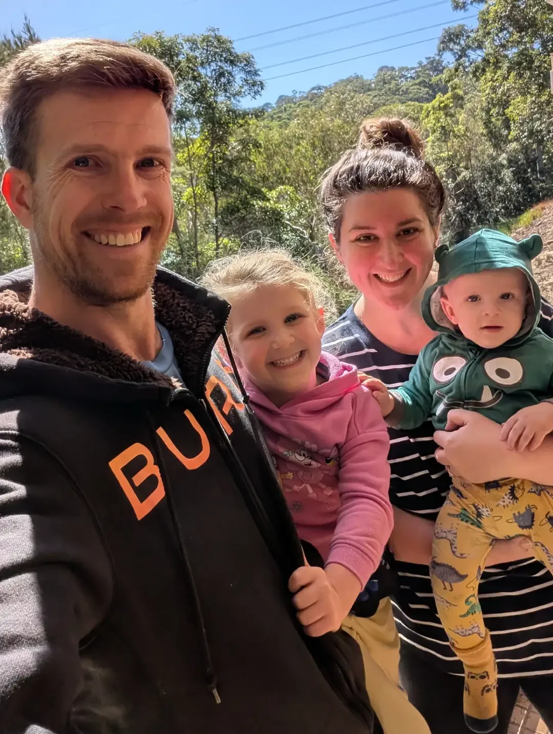 selfie of coach tim and family at home