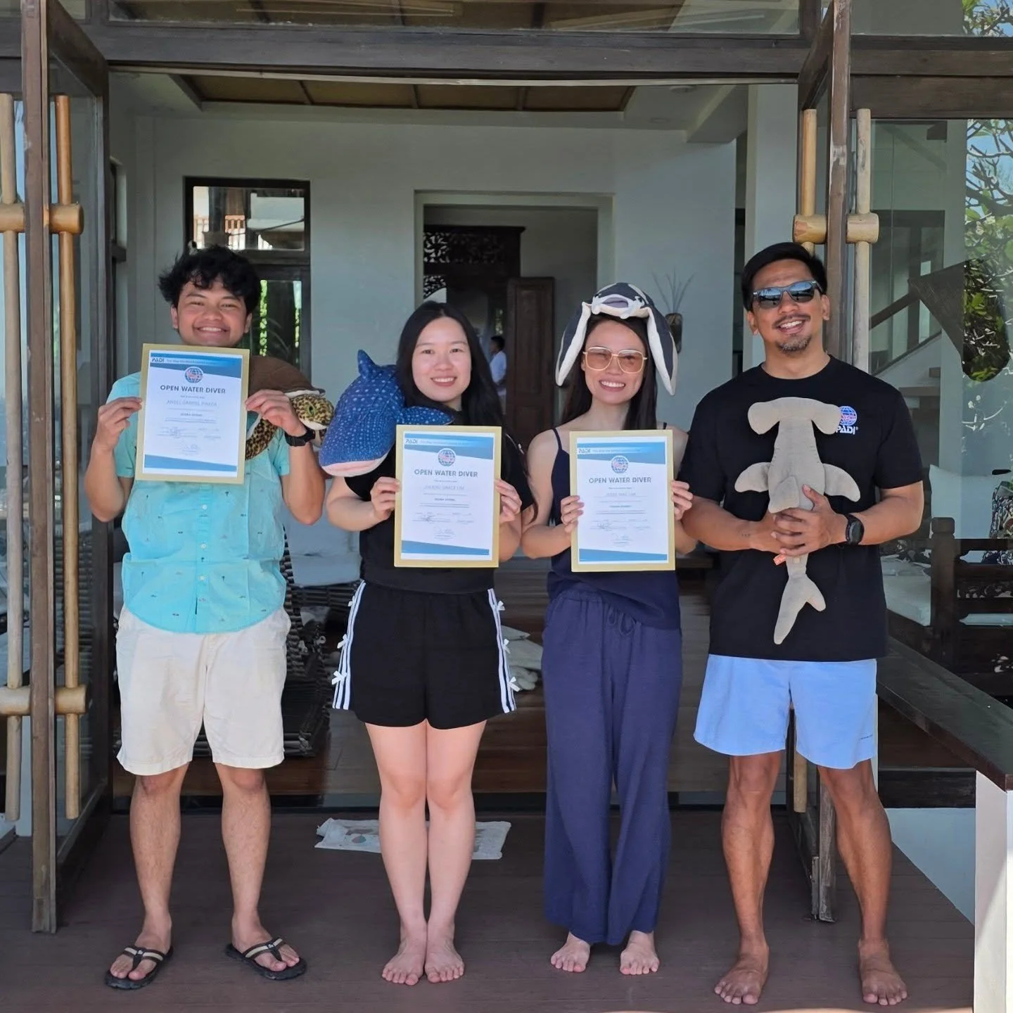 Off to the blue for these new divers! Congratulations to @agdpineda @heyojulie @jessemaelim for completing the PADI Open Water Diver Course!