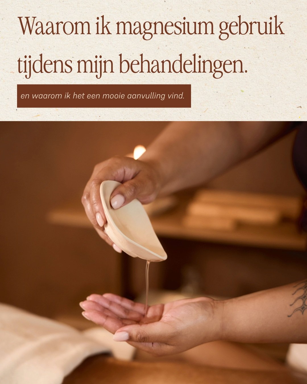 Wie wel eens bij Alir State is geweest, weet dat iedere behandeling wordt afgesloten met een magnesiumolie voetmassage.

Dat doe ik heel bewust.

Magnesium speelt een rol bij de normale werking van spieren en het zenuwstelsel. Juist daarom vind ik he