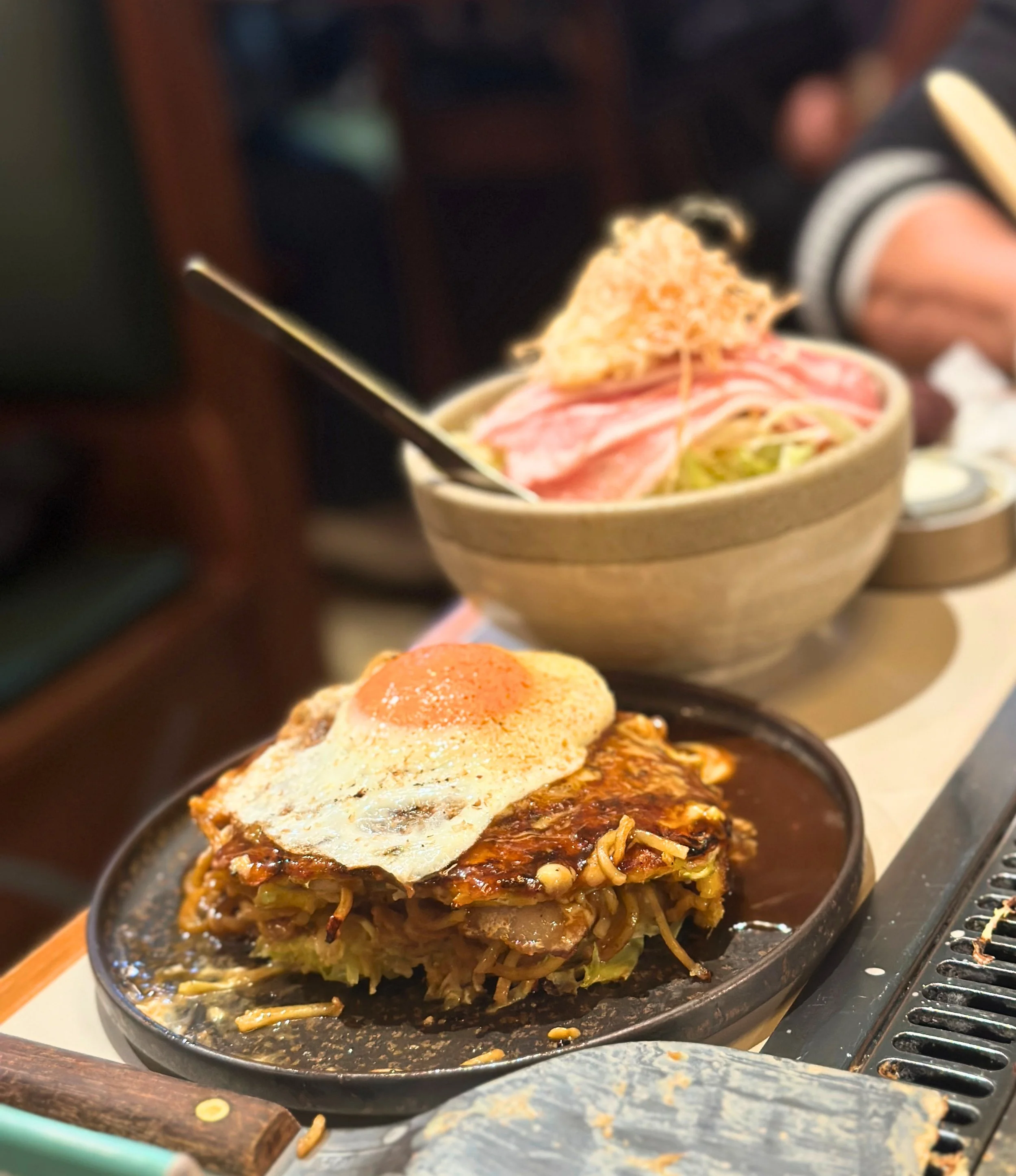 Okonomiyaki, Japanese savoury pancake, Tokyo Japan