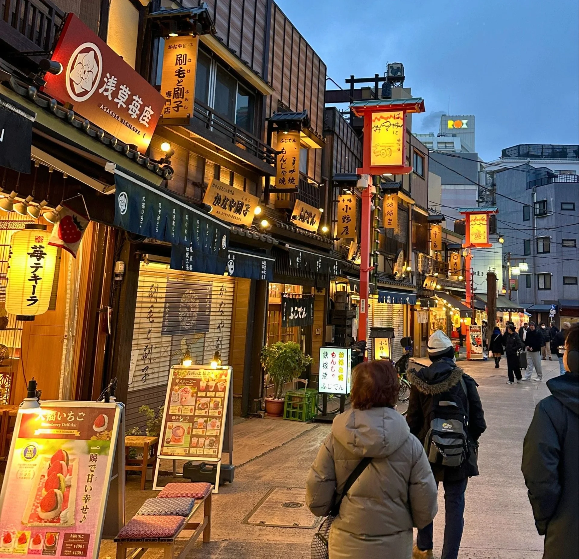 Tokyo shopping street at night, winter