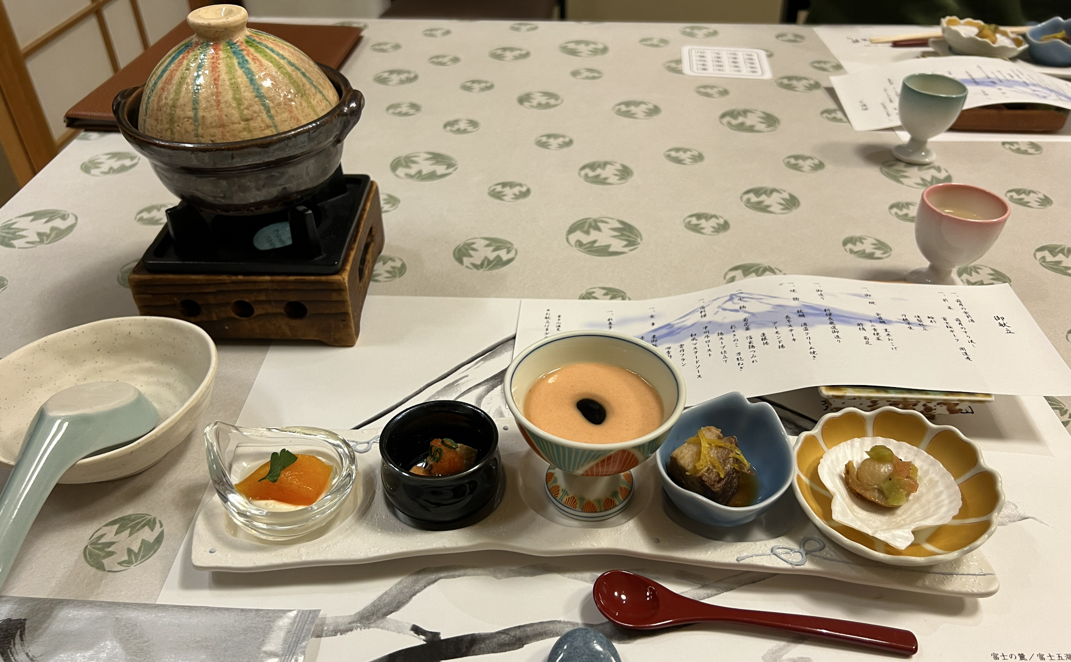 Traditional Japanese dinner, Fujisan Onsen Hotel Kaneyamaen