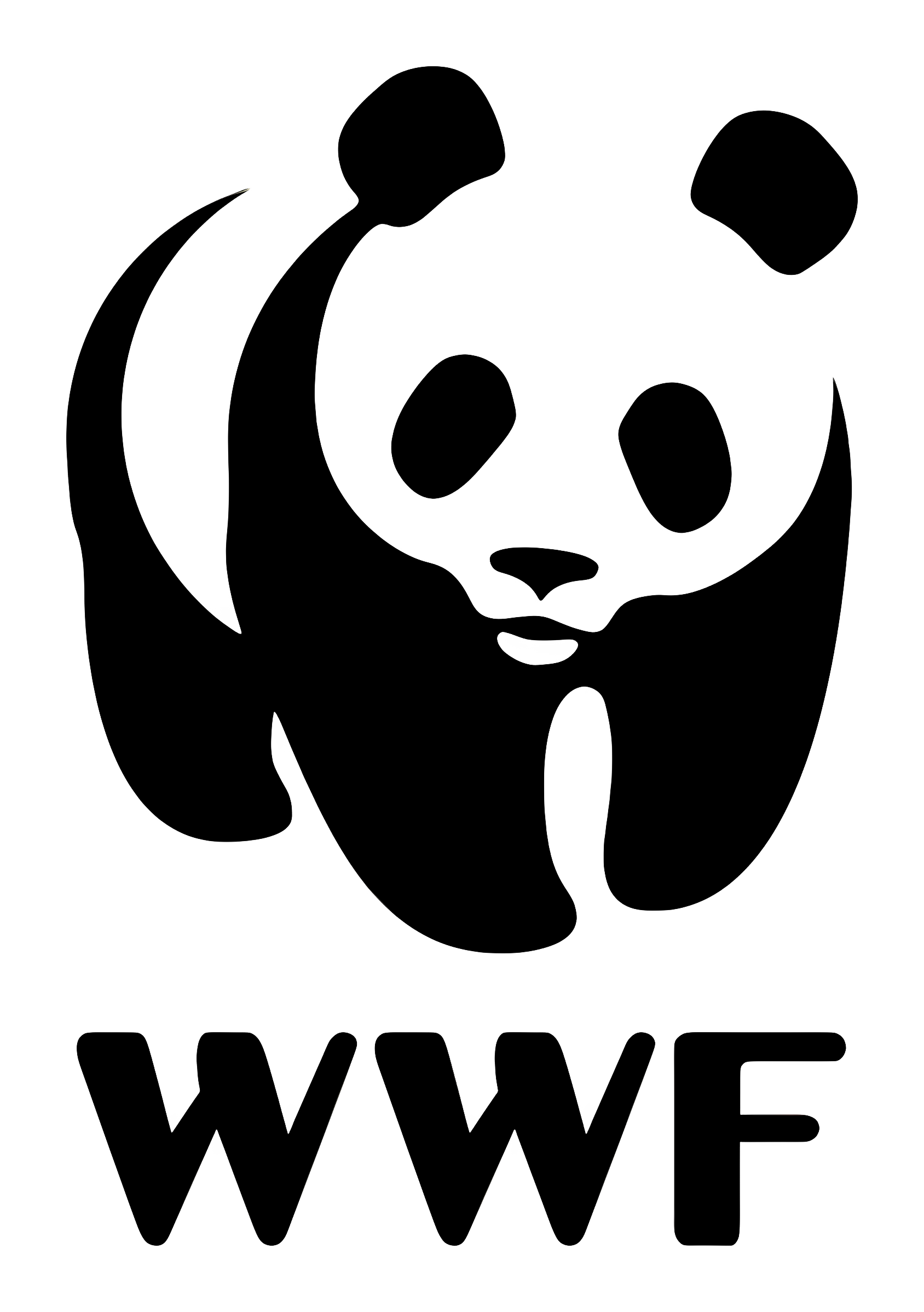 A silhouette of a panda with the letter WWF at the bottom.