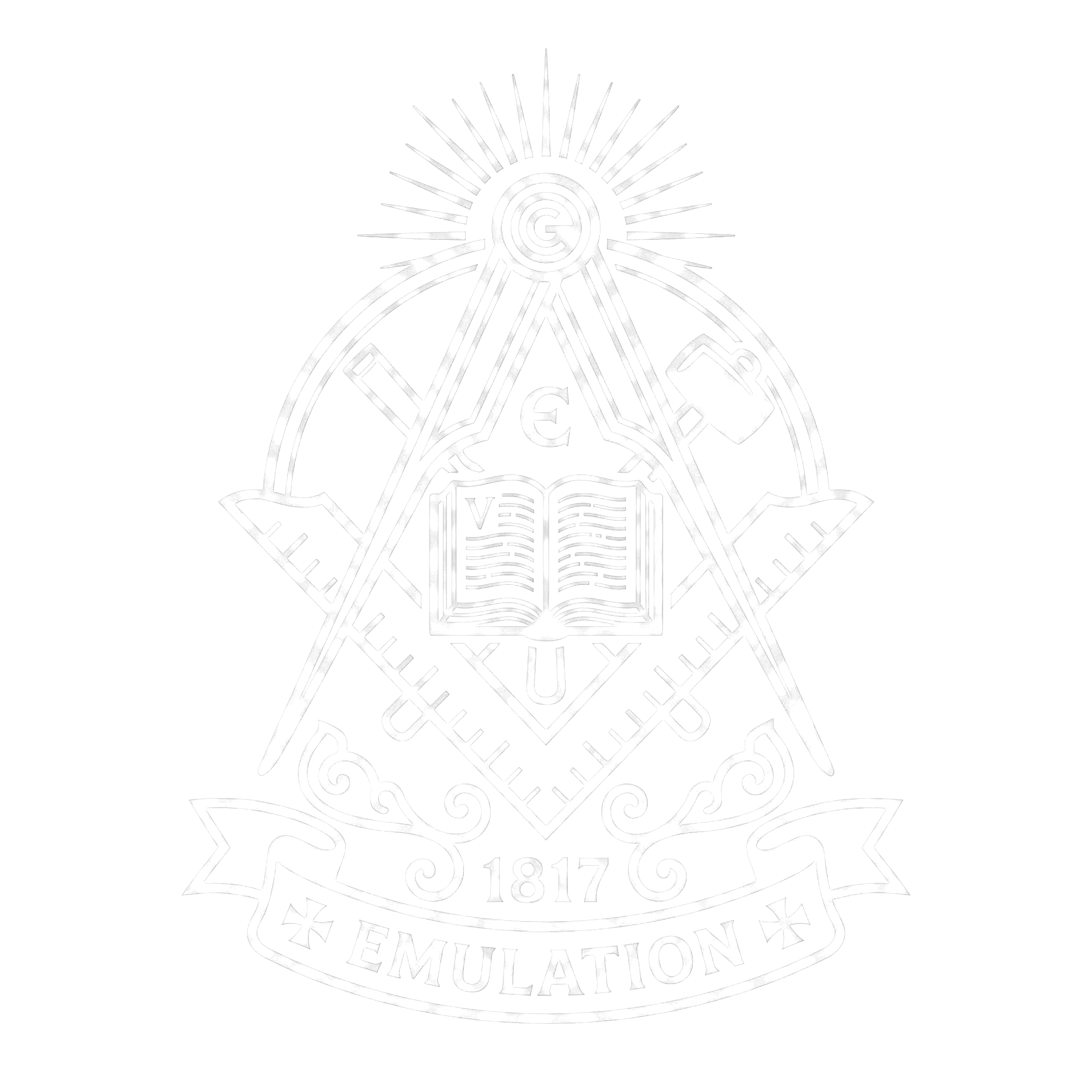 Logo in bianco e nero di un emblema con un libro aperto al centro, la parola "VEX" sopra, e numeri e lettere come '1817' e 'ÉMISSION' nella parte inferiore, rese in stile decorativo e con elementi radiali