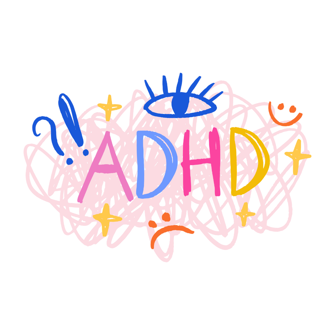 Colorful birthday greeting with the word 'Happy' in pink, blue, red, and yellow letters, surrounded by doodles such as stars, smiley faces, and abstract lines.
