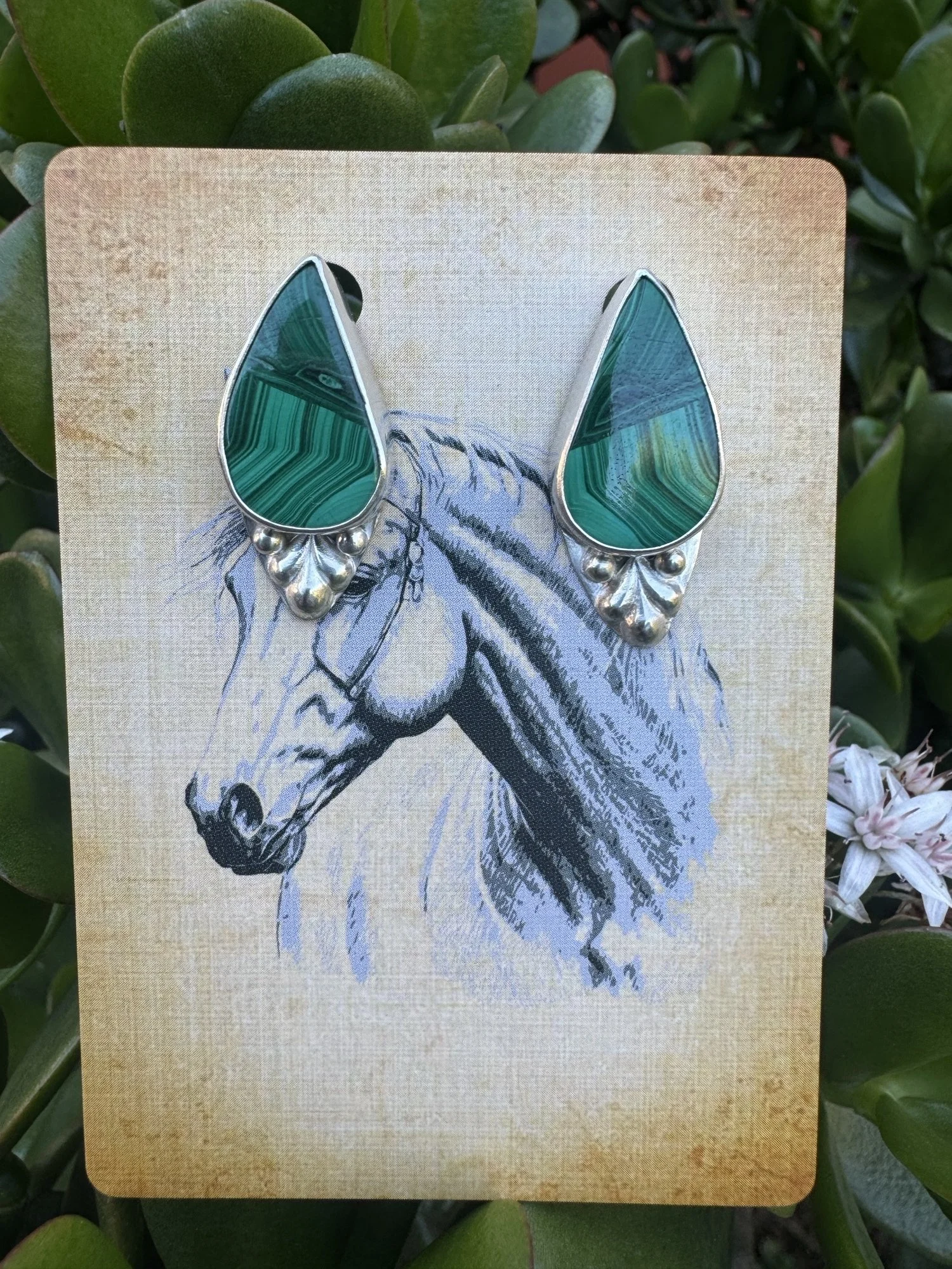 Malachite Tear Drop Earrings