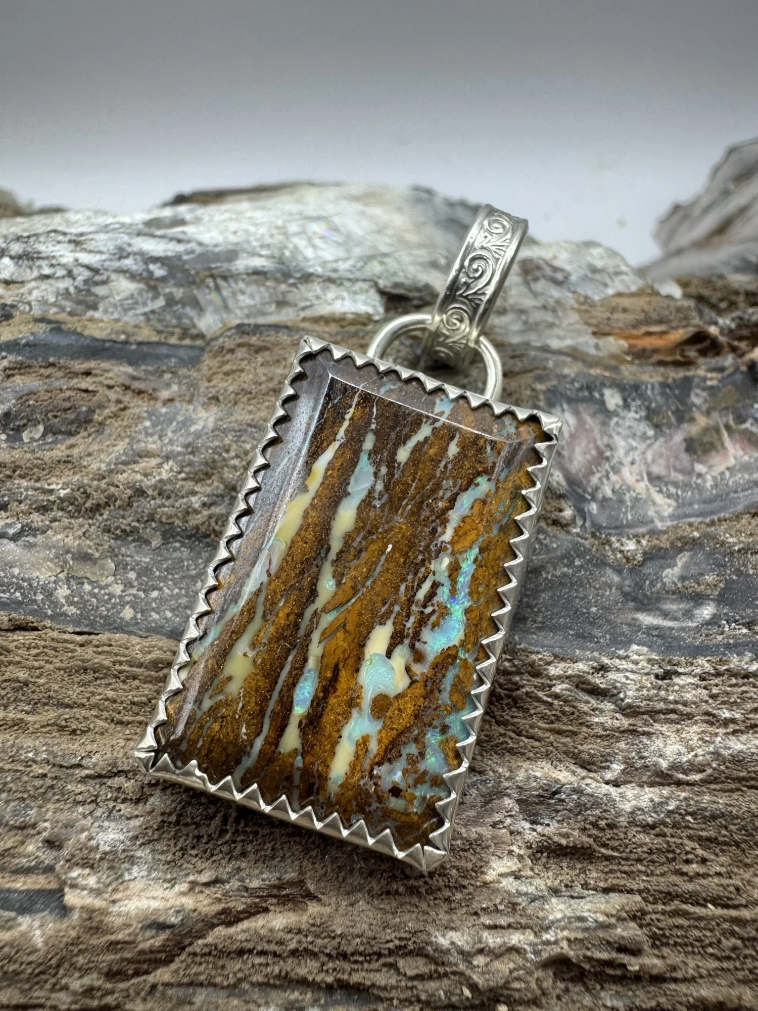 Boulder Opal Rectangle Pendant