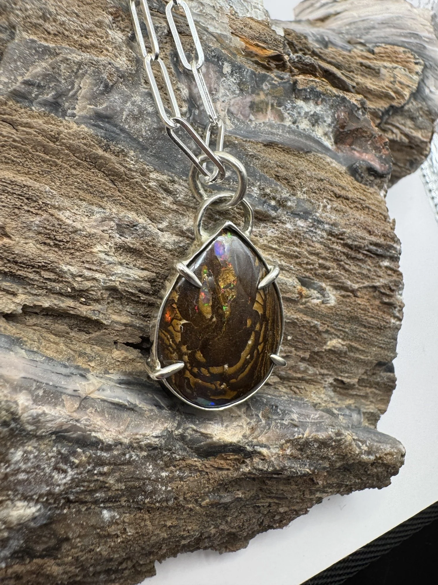 Open Boulder Opal Pendant