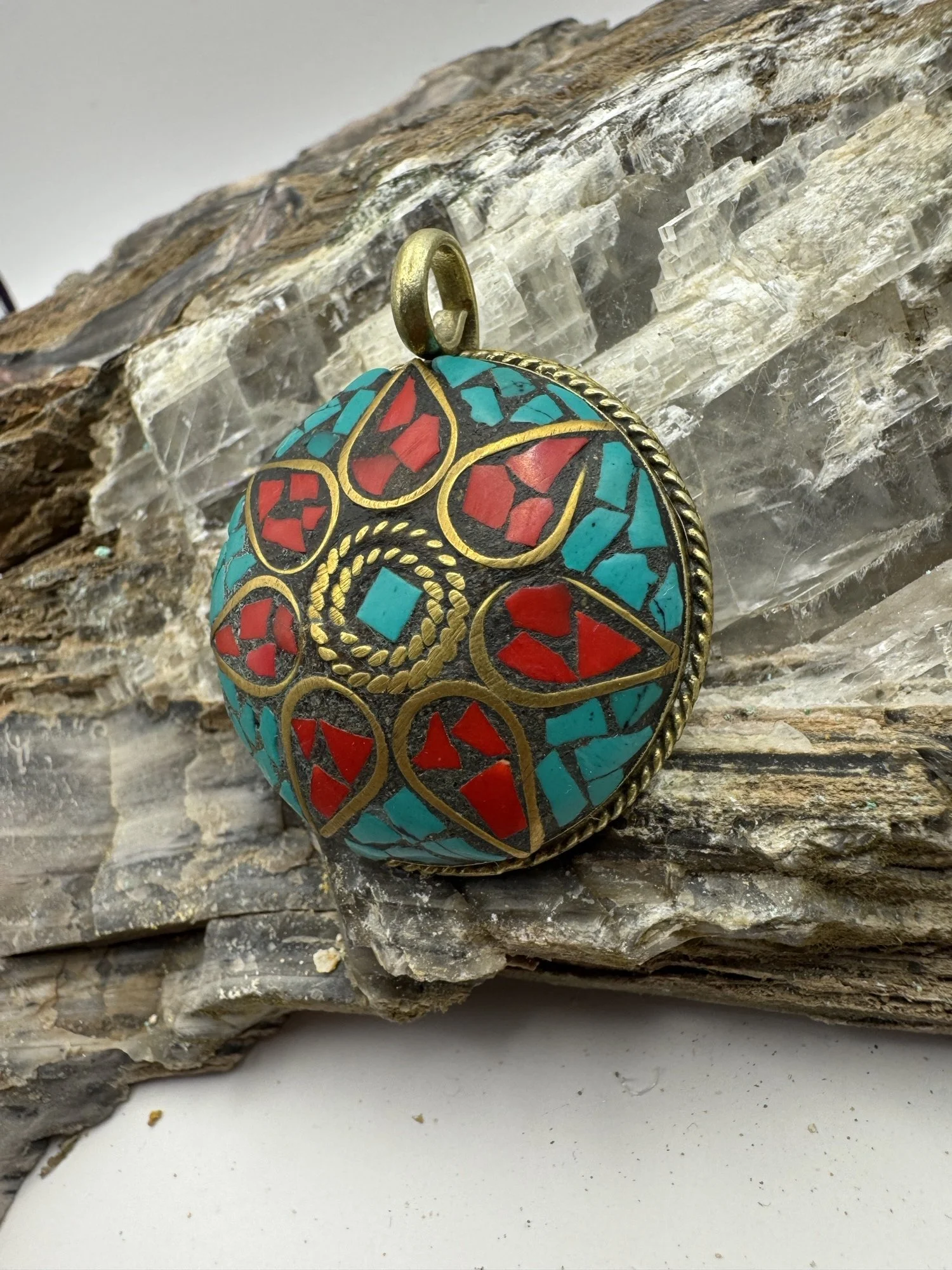 Preloved Vintage Tibetan Pendant Large Round