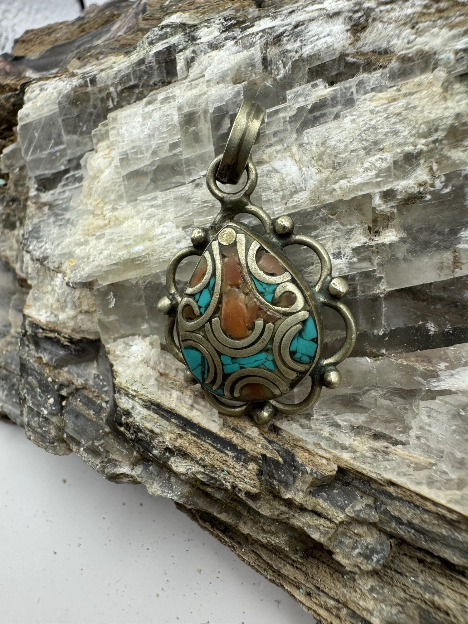 Preloved Vintage Tibetan Pendant Tear Drop