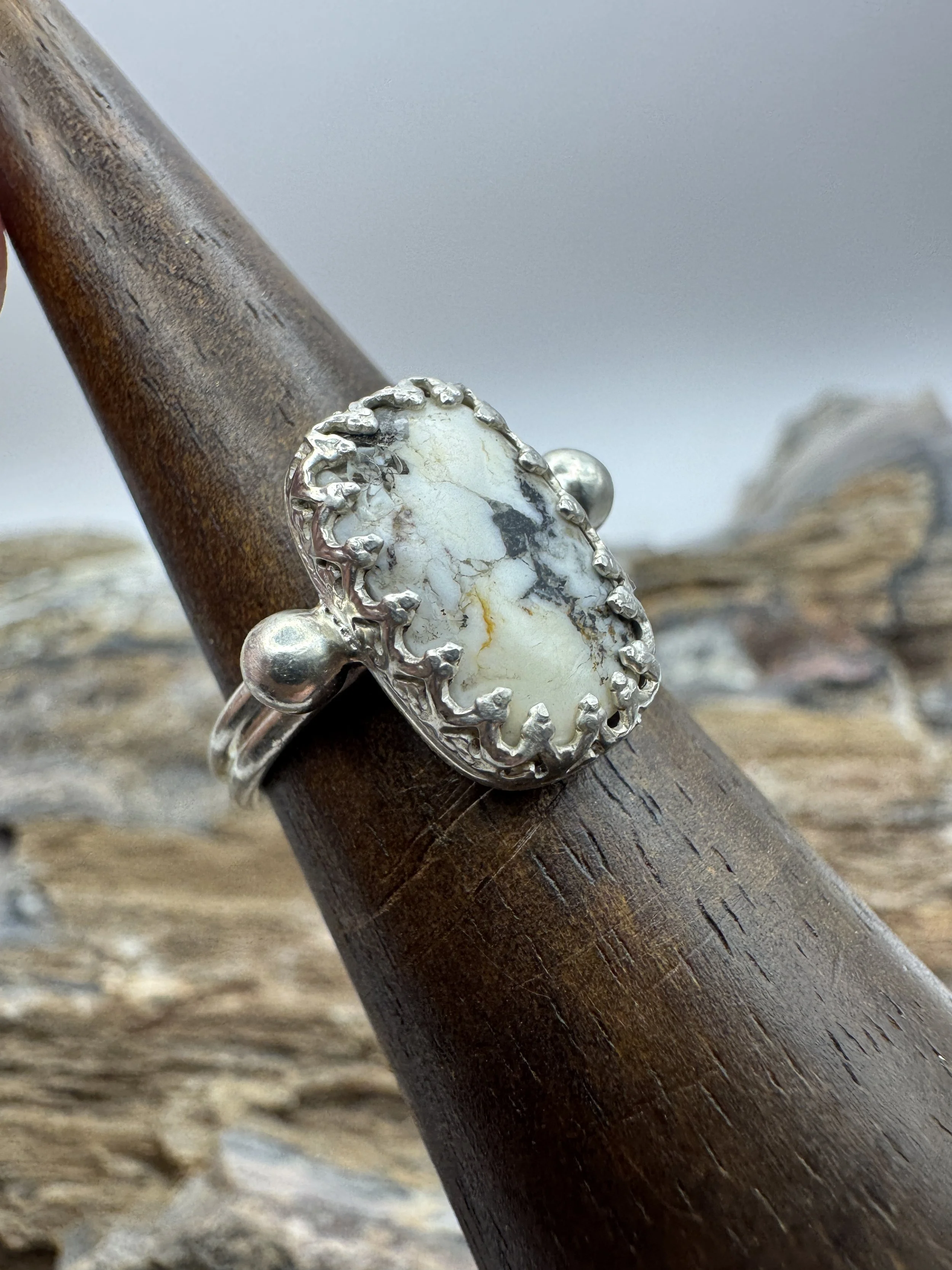 White Buffalo Ring Size 6