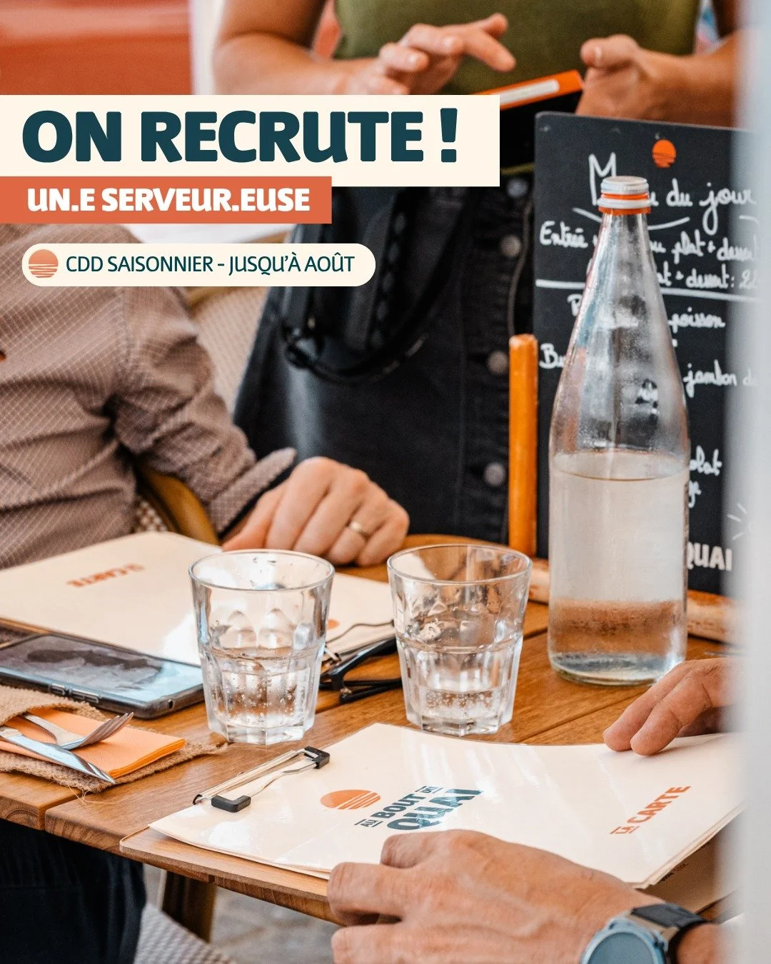 ON RECRUTE ! 🌞

Travailler tout l&rsquo;&eacute;t&eacute; face &agrave; la mer, &ccedil;a te dit ?

Nous recherchons un.e serveur.euse en CDD saisonnier !
&Agrave; pourvoir d&egrave;s maintenant, jusque fin ao&ucirc;t ✨

👉 Pour plus d&rsquo;infos o