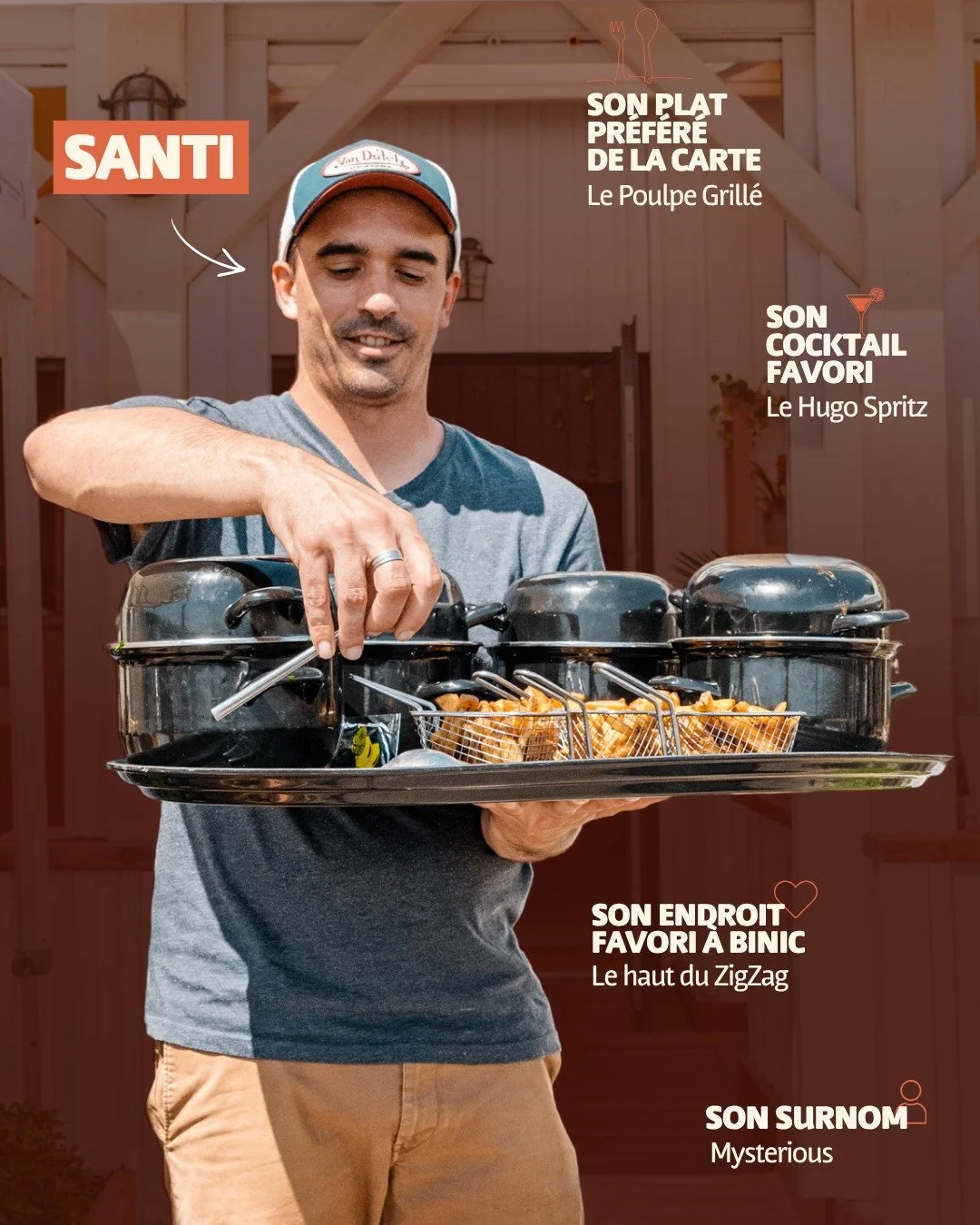 RENCONTREZ SANTI 🧡

Son plat pr&eacute;f&eacute;r&eacute; &agrave; la carte ou encore son coin favori &agrave; Binic&hellip; Santi vous en dit plus sur des indispensables 👀⚓️