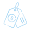 Icon of a price tag with a dollar sign and a small price tag hanging from a string.