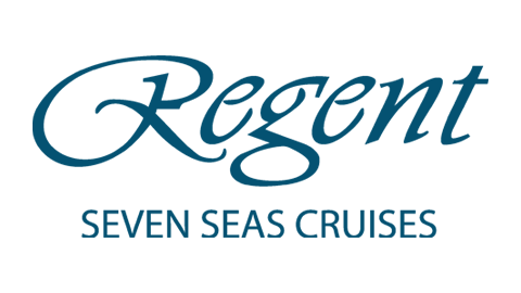 The logo of Regent Seven Seas Cruises titled 'Regent' with 'Seven Seas Cruises' written below in blue.