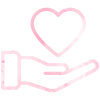 Outline of a hand holding a heart