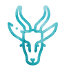 Blue stylized gazelle head with antlers