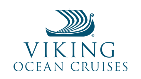 Viking Ocean Cruises logo with a stylized Viking ship and the text 'Viking Ocean Cruises'