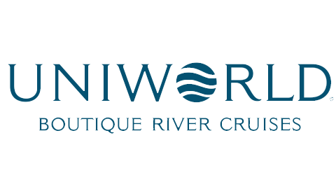 UNIWORLD Boutique River Cruises logo with a stylized water wave in the letter O.