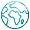 Outline of the Earth showing Africa and surrounding continents in a global map icon.
