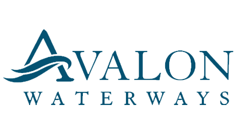 Logo for Avalon Waterways featuring a stylized wave and an ocean theme.