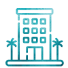 A hotel and palm trees