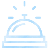 A light blue hotel concierge bell