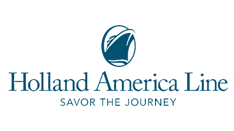 Holland America Line logo with a stylized ship and the text 'Holland America Line' and 'Savor the Journey'.