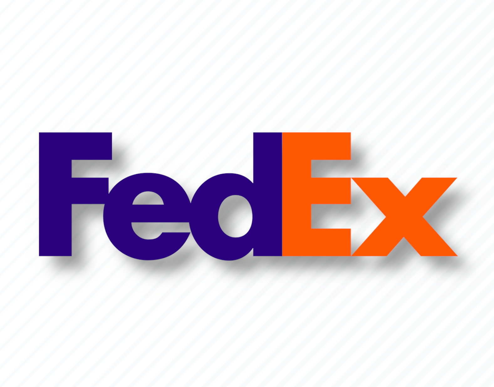 FedEx logotyp på vit bakgrund.