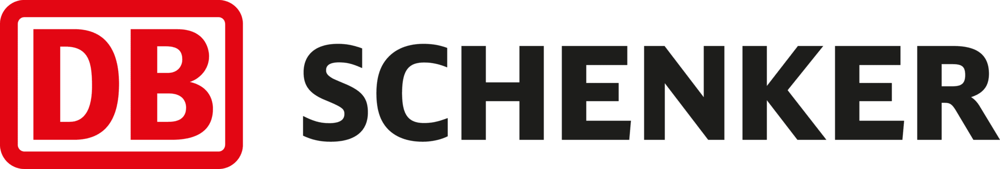 Bild på DBSchenker logotyp, består av röda och svarta bokstäver på vit bakgrund.