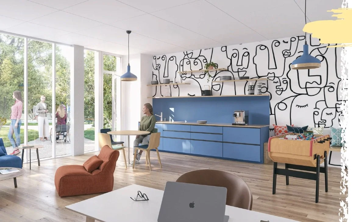 salle commune Campus Trinity avec cuisine