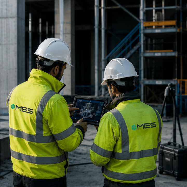 Engineer providing metrology support during a construction project