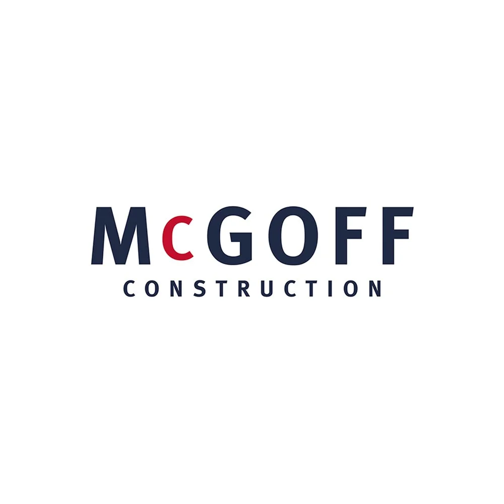 McGoff Construction logo with the name in navy blue and a red 'C' on a white background.